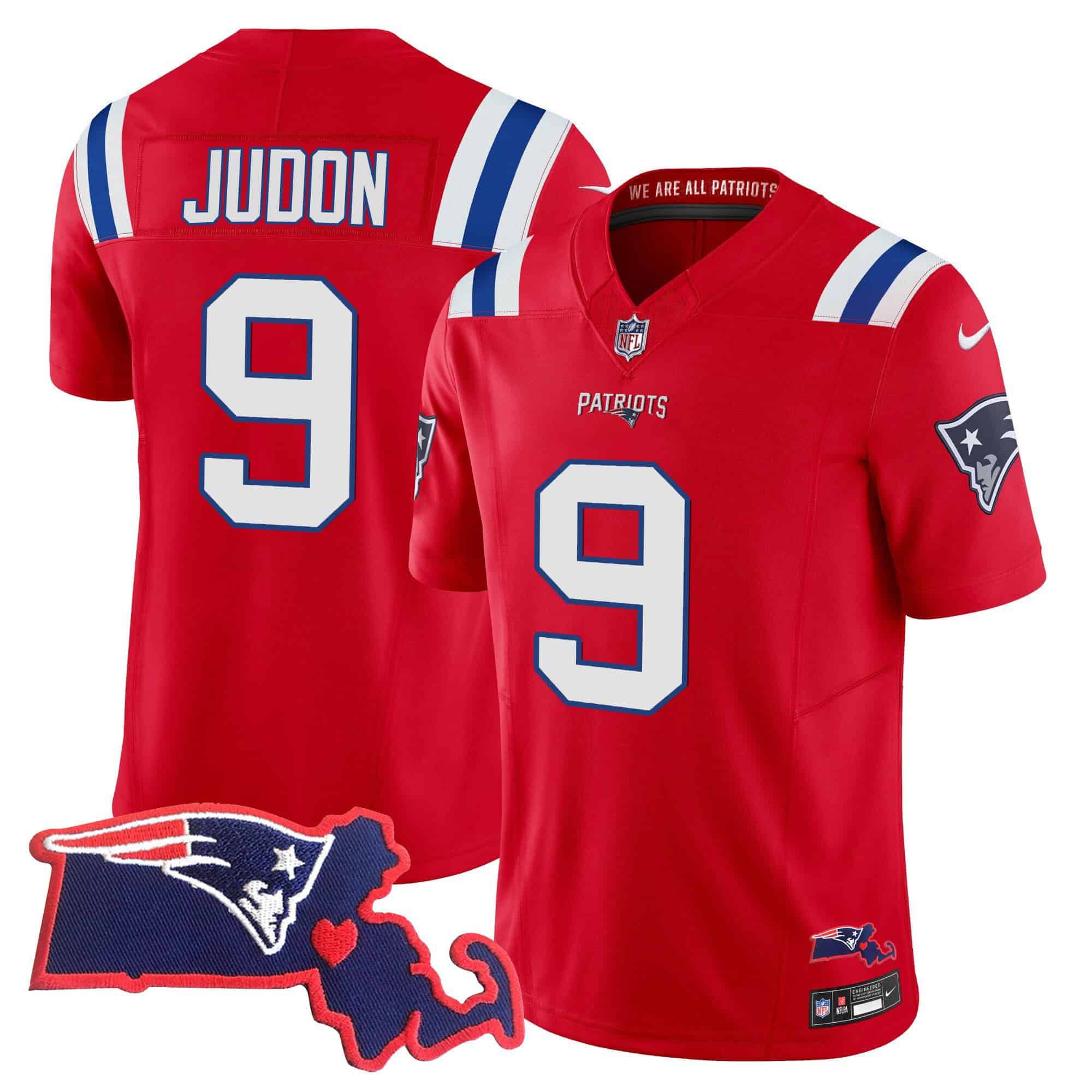 Men New England Patriots #9 Judon Red 2024 Nike Patch Vapor Limited NFL Jersey->indianapolis colts->NFL Jersey